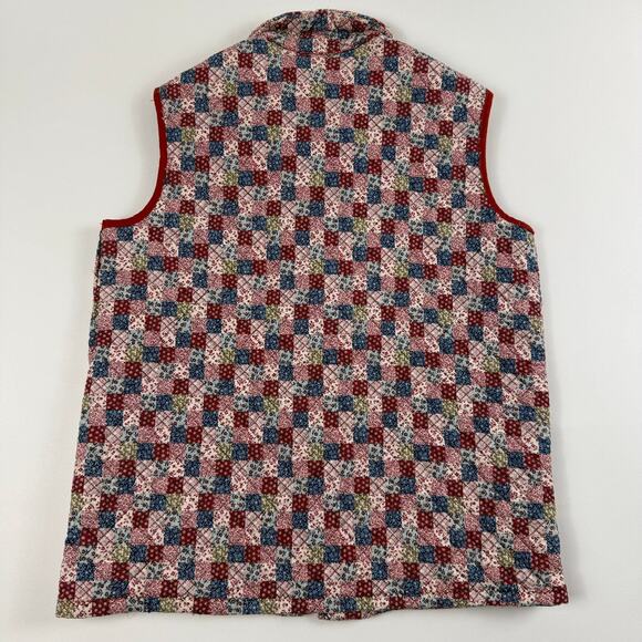 Vintage Handmade Quilted Cottage Grandma Red Quilt Vest W/ Pockets Size Small - Picture 5 of 8